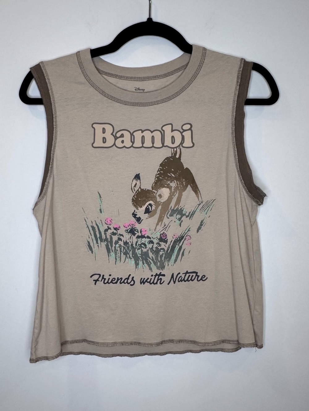 Disney Bambi Beige Graphic Tank Top sz large Kidcore cute